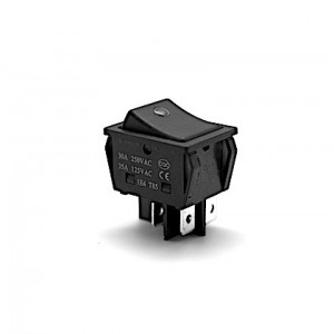 Intrerupator Irs Lat On-Of Negru Cu Led 4 Contacte 220V-30A INT-22005