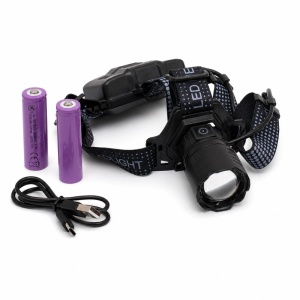 Lanterna Frontala LED 4 Culori Alb Cald Alb Rece Albastru Rosu Acumulator 18650 USB-C Zoom - Img 5