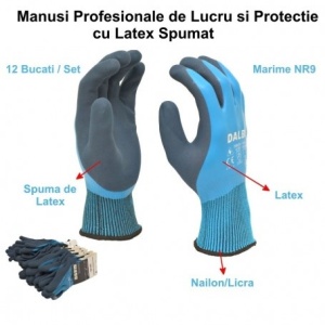 Manusi de lucru si protectie profesionale cu latex spumat - 12buc/set - Img 5