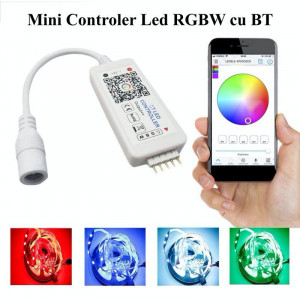 Mini controler led RGBW cu Bluetooth , 5 - 24V