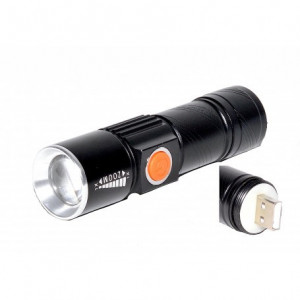Mini lanterna LED metalica cu acumulator intern si incarcare USB