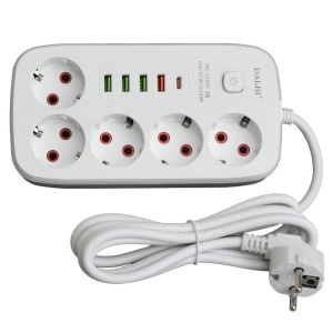 Prelungitor Multifunctional 5 prize - 2m cu 4 x USB 2,1A - PD si Intrerupator