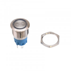 Push buton 5-24V / 19mm cu LED albastru si simbol - - Img 3
