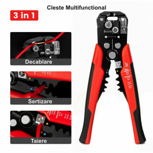 Set cleste 3 in 1 dezizolare, sertizare, taiaiere cablu cu 200 papuci inclusi - Img 3