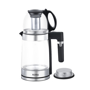 Set fierbator electric+ceainic Floria ZLN1757 cu infuzor pentru ceai, Putere 1500W, Capacitate 1.8L+1.2L, Sticla