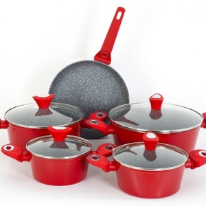 Set oale 9 piese, Zilan ZLN-3260, Material aluminiu, Interior granit, Compatibil inductie