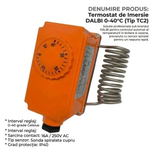 Termostat de Imersie IMIT TC2 cu Senzor Spirala 0-40 Grade pentru Boiler si Cazane - Img 6