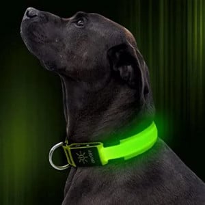 Zgarda caini cu LED, reglabila 8 cm, latime 2,5 cm, 3 moduri luminare - Img 5