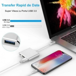 Adaptor 3 in 1 Video Usb Tip-C la HDMI 4K - Usb 3.0- Usb Tip-C - Img 6