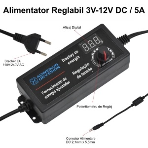 Alimentator reglabil 3V-12V DC / 5A - Img 4