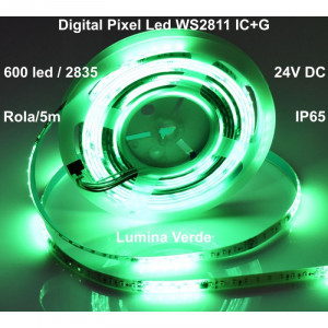 Banda LED 24V digital WS2811 IC+Y, 120LED/m - IP65: alb rece, alb cald, rosu, galben, verde, albastru - Img 4