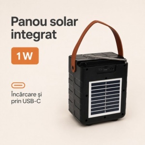 Boxă Portabilă Bluetooth 10W cu Panou Solar și Radio FM SZ-L11M - Img 3
