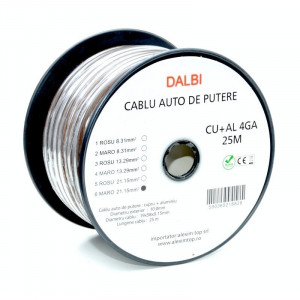 Cablu Auto de Putere Maro CU+AL 4GA 10mm , 25m / rola