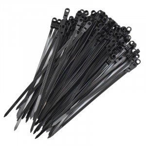 Colier de plastic negru 5 x 150mm, cu cap montabil - 100 buc/set