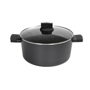 Cratita Zilan ZLN0867 Negru cu invelis din marmura, 5 straturi, 28 cm si manere fine la atingere, 7.1 L
