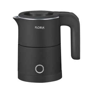 Fierbator electric Floria ZLN1733, Capacitate 500ml, Putere 1000W, Pereti dublii, Inox, Negru