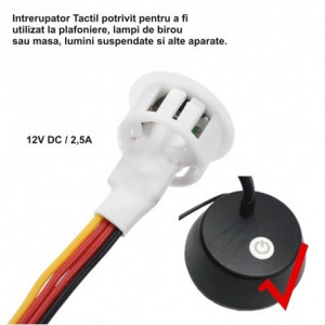 Intrerupator cu senzor touch 13 mm dimabil 12V-2,5A / HST06 - alb - Img 2