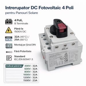 Intrerupator DC Fotovoltaic 4 Poli 1500V 32A PV Switch Disconnector - Img 7