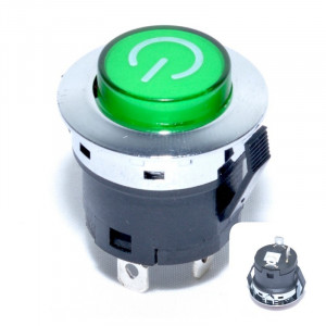 Intrerupator push buton verde 22mm / 12V - 20A cu retinere