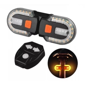 Lampa spate semnalizare pentru bicicleta, 30 leduri galbene, 8 leduri rosii, baterie 600mAh, 5 ore autonomie continuu