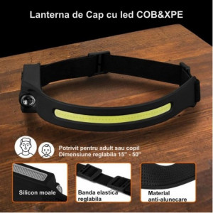 Lanterna de cap cu led COB XPE si senzor YT200 - Img 4