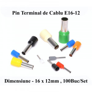 Pin terminal de cablu E16-12 Verde , 100Buc/Set