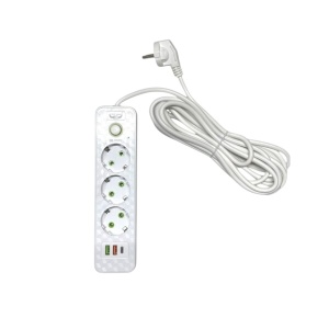 Prelungitor 4 prize,2USP,1Type C ,intrerupator, protectie copii, 5 m ,Max2500w