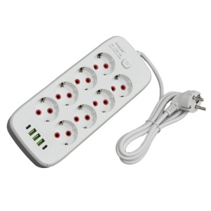 Prelungitor Multifunctional 8 prize - 2m cu 3 x USB 2,1A - 2 x PD si Intrerupator - Img 3