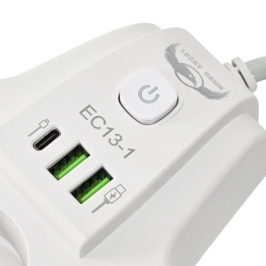 Priza multiplicator Schuko cu 3 prize 220V, 2x USB-A + 1x USB-C, buton ON/OFF, 2500W si protectie - Img 3