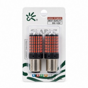 Set 2 Becuri Auto LED 1157 pentru Pozitie si Frana, Rosii, 12V, Soclu BAY15D - Img 2