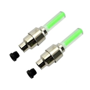 Set 2 lumini pentru valva rotii bicicletei, culoare verde