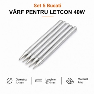 Set 5 Bucati Varfuri pentru Letcon Electric 40W, 4.4mm x 67.4mm - Img 2
