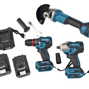 Set scule electrice cu acumulator: pistol impact, bormasina si polizor unghiular (flex)