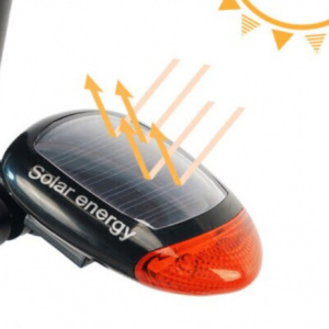 Stop avertizor LED pentru bicicleta/trotineta , cu 2 LED-uri si incarcare solara, NegruRosu - Img 2