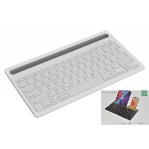 Tastatura alba mini slim cu Bluetooth si suport tableta sau telefon - Img 3