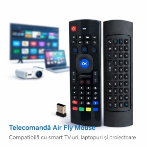 Telecomanda Universala Inteligenta Air Fly Mouse MX-3 cu Comanda Vocala, Wireless, pentru Smart TV, Android TV, PC si Proiector - Img 6