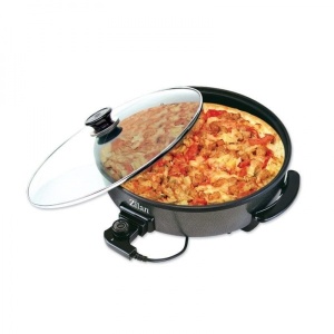 Tigaie electrica ZILAN ZLN-7870, pizza, grill, 38cm, 1500W, capac sticla, Non-Stick