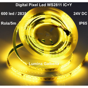 Banda LED 24V digital WS2811 IC+Y, 120LED/m - IP65: alb rece, alb cald, rosu, galben, verde, albastru - Img 5