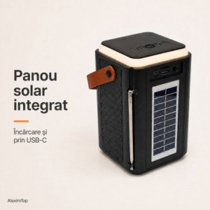 Boxă Portabilă Bluetooth 10W cu Panou Solar, Radio FM SZ-L34 - Img 3