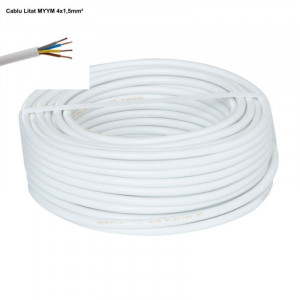 Cablu electric litat MYYM alb 4x1.5mm / 100ml