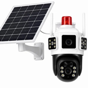 Camera de supraveghere 4G PTZ cu alarma luminoasa si panou solar