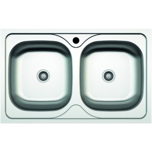 Chiuveta ZLN-2975 cu doua cuve pentru blat Z-INOX , Inox satinat, 50x80 cm