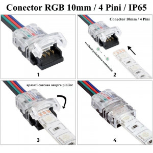 Conector banda LED RGB 10mm 4 pini - Img 3