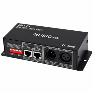 Decodor DMX512 pentru LED RGBW, 4 Canale, 12-24V DC, 8A/Canal DMX-H1