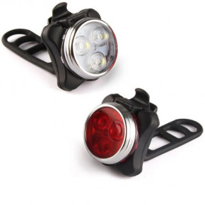 Far fata si Stop spate 3 LED, reincarcabile USB, 4 moduri luminare - Img 2