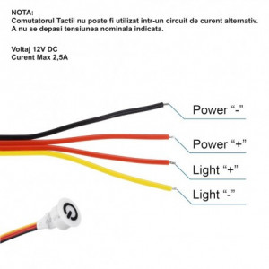 Intrerupator cu senzor touch 13 mm dimabil 12V-2,5A / HST06 - alb - Img 3