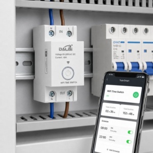 Intrerupator Temporizator WiFi Smart Tuya 40A pe Sina DIN - Img 3