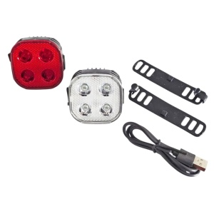 Lampă pentru bicicletă, reîncărcabilă prin USB, cu LED-uri, față, spate 4 led - Img 2