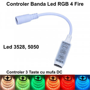 Mini controler LED RGB cu mufa DC