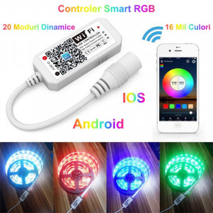 Mini controler smart RGB LED cu WiFi 5-24V